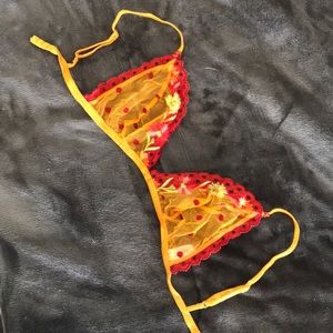 VS embroidered bralette w/flower detail.